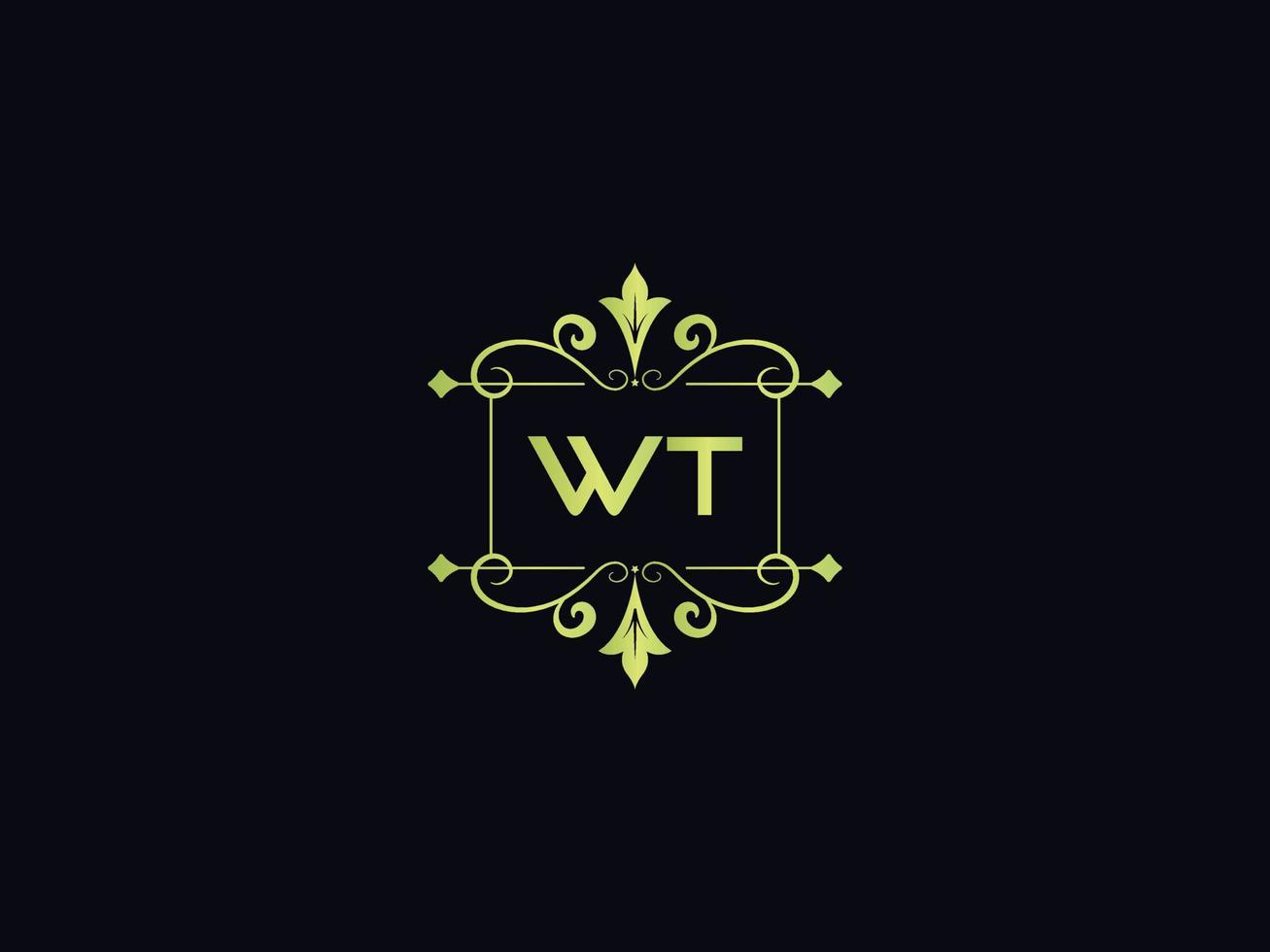 tipografia wt logo icona, unico wt lusso colorato lettera logo vettore