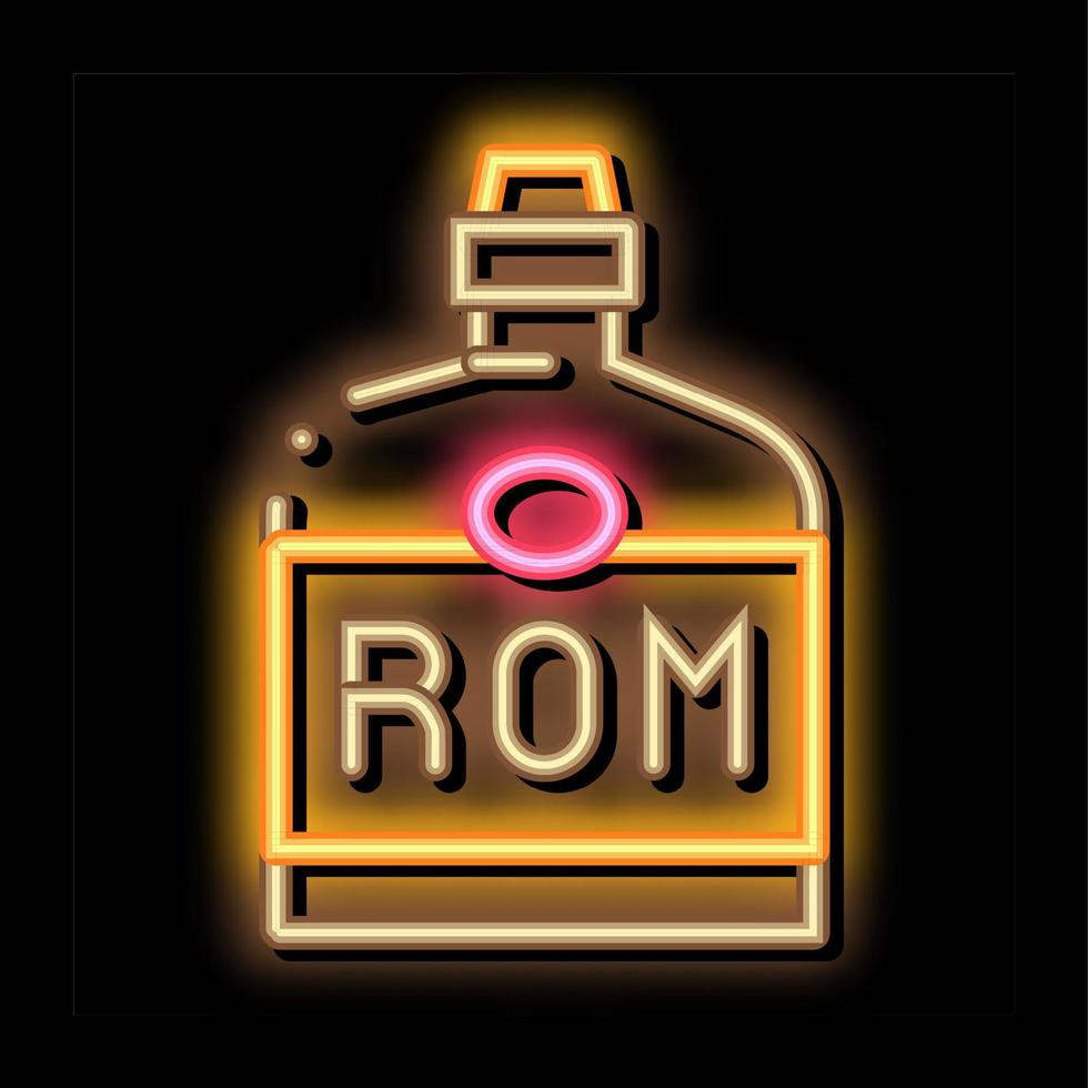 Rum bevanda bottiglia neon splendore icona illustrazione vettore