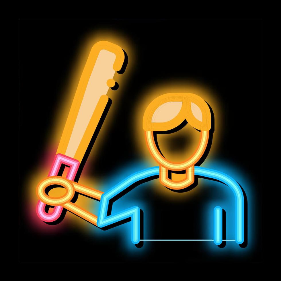 baseball giocatore neon splendore icona illustrazione vettore