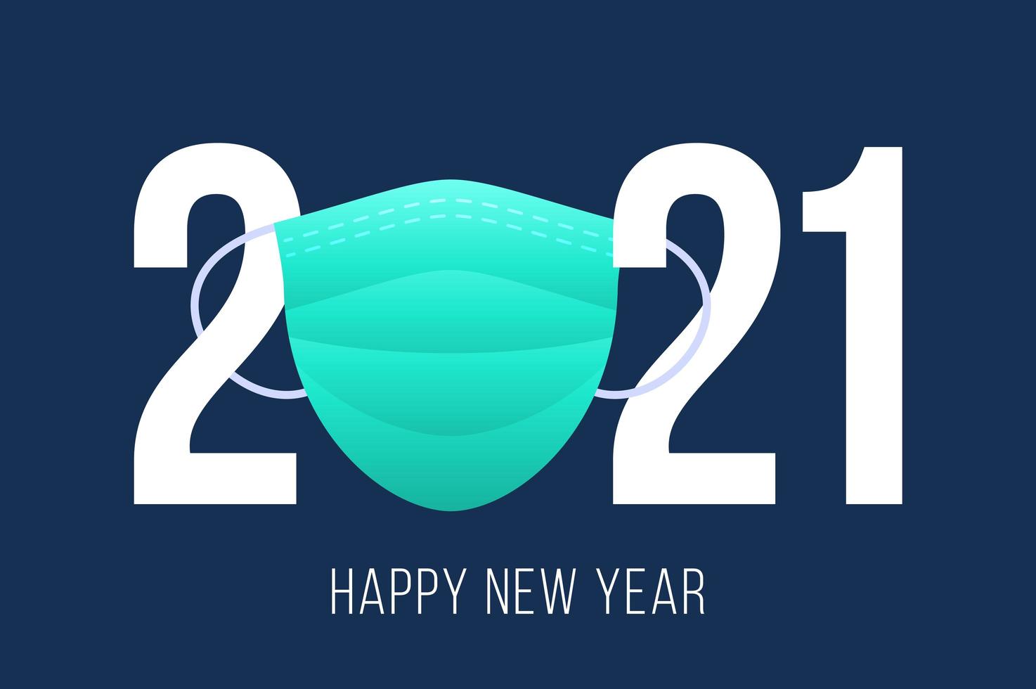 felice anno nuovo 2021 maschera tipografia design vettore