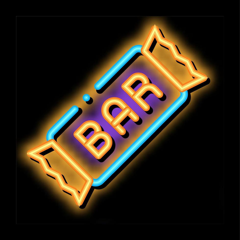 pacchetto bar energia cibo neon splendore icona illustrazione vettore