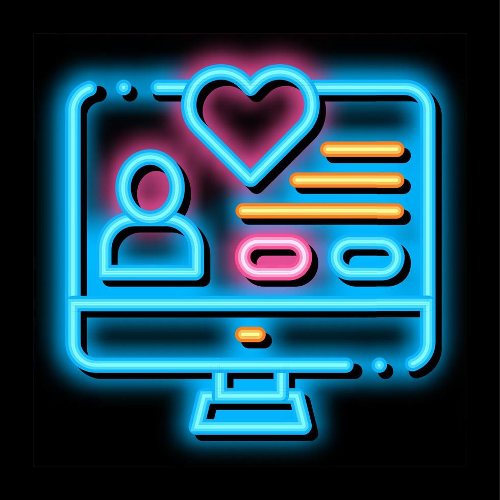 volontari supporto sito web neon splendore icona illustrazione vettore