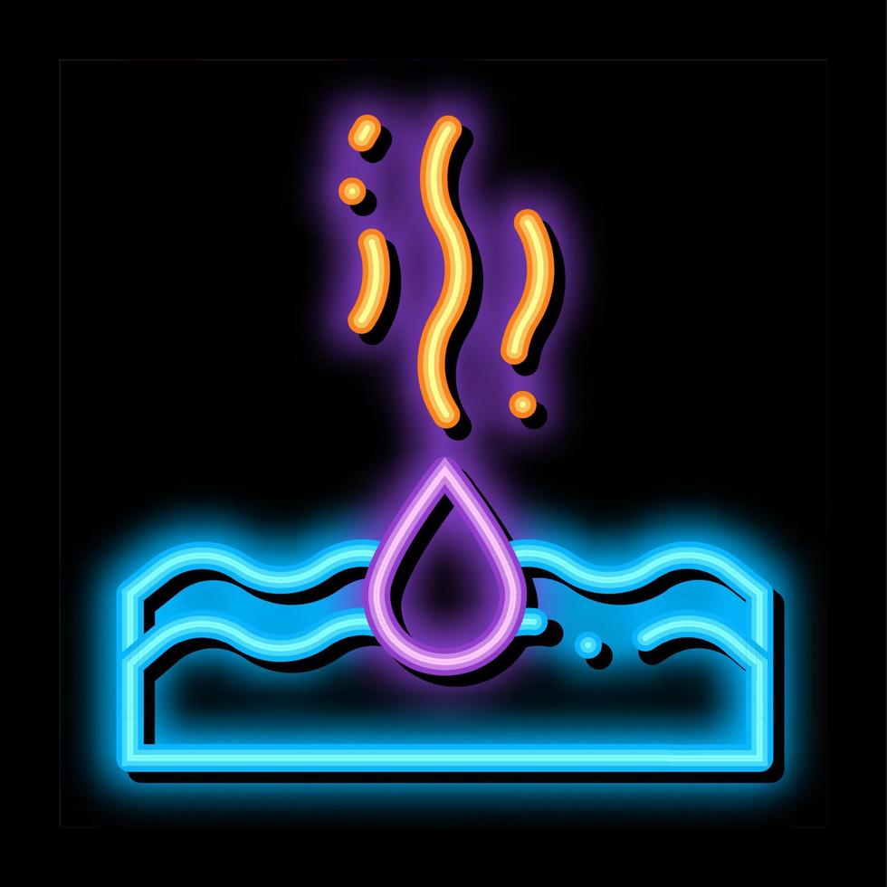 far cadere acqua gocciolante nel mare neon splendore icona illustrazione vettore