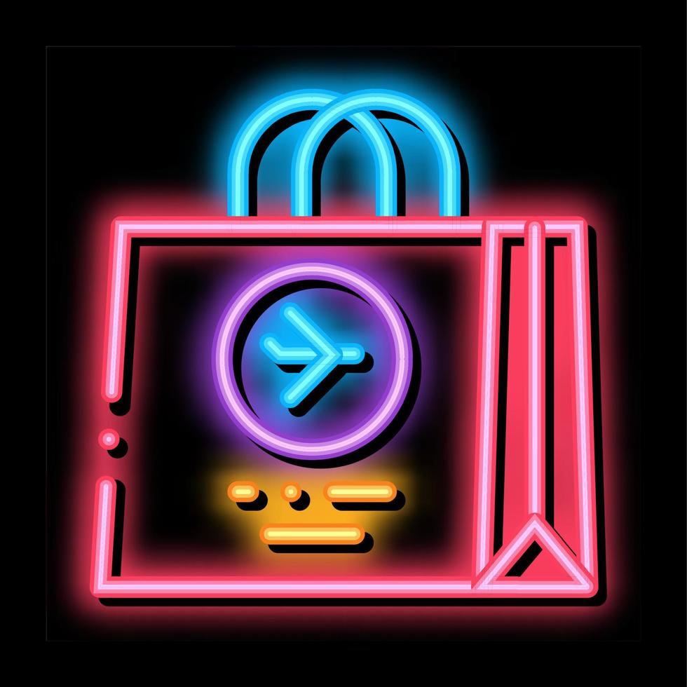 dovere gratuito Borsa aeroporto negozio neon splendore icona illustrazione vettore