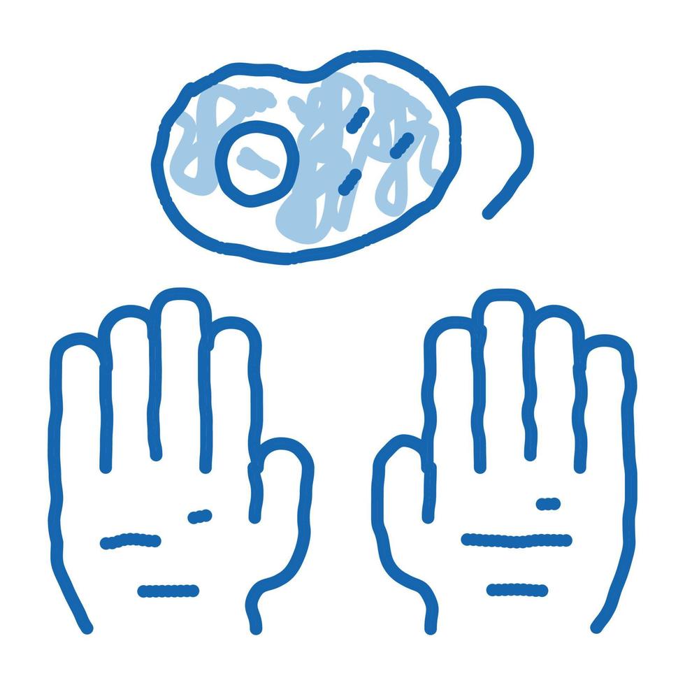 sporco mani e batteri scarabocchio icona mano disegnato illustrazione vettore