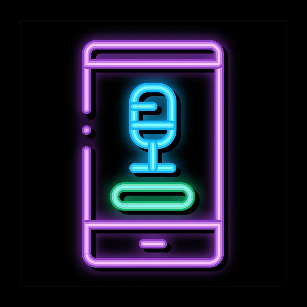 Telefono registrazione neon splendore icona illustrazione vettore