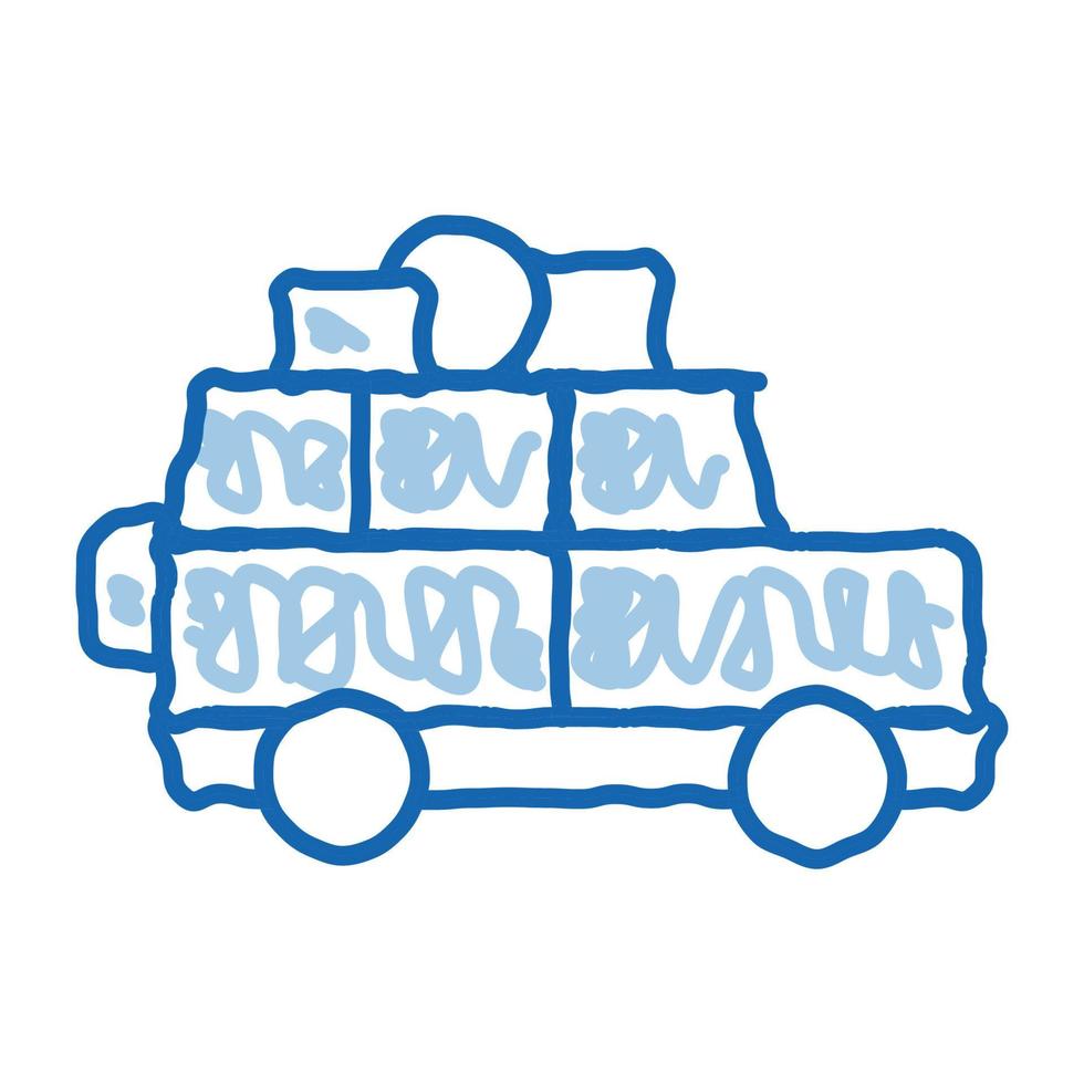 campeggio auto con bagaglio scarabocchio icona mano disegnato illustrazione vettore