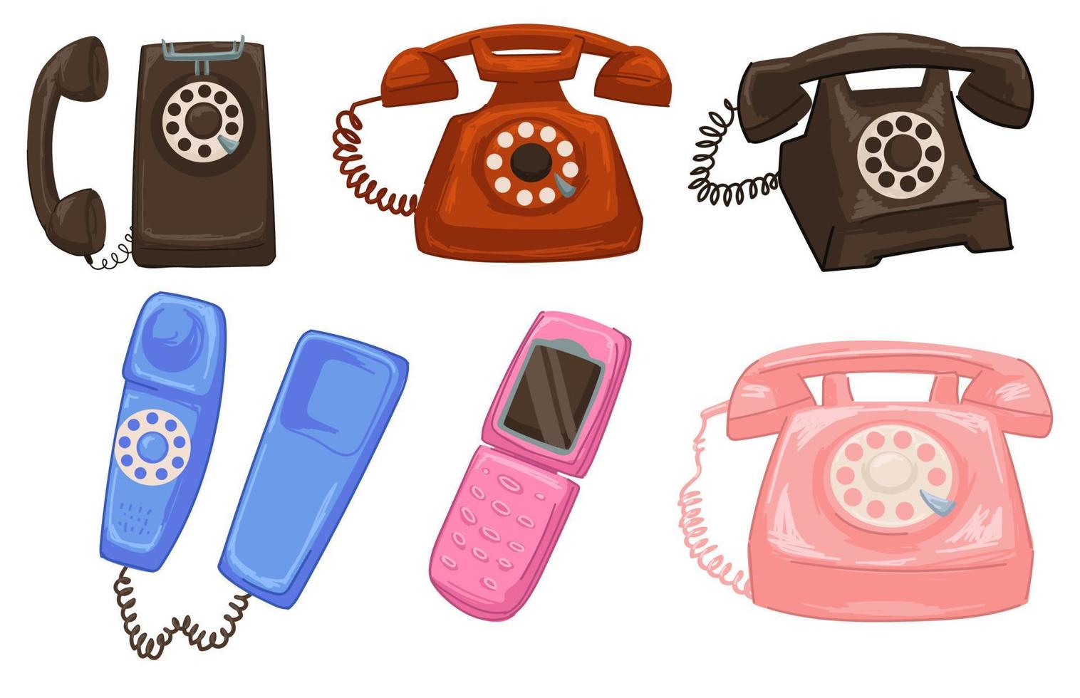 retrò e Vintage ▾ Telefono con fili connessione vettore