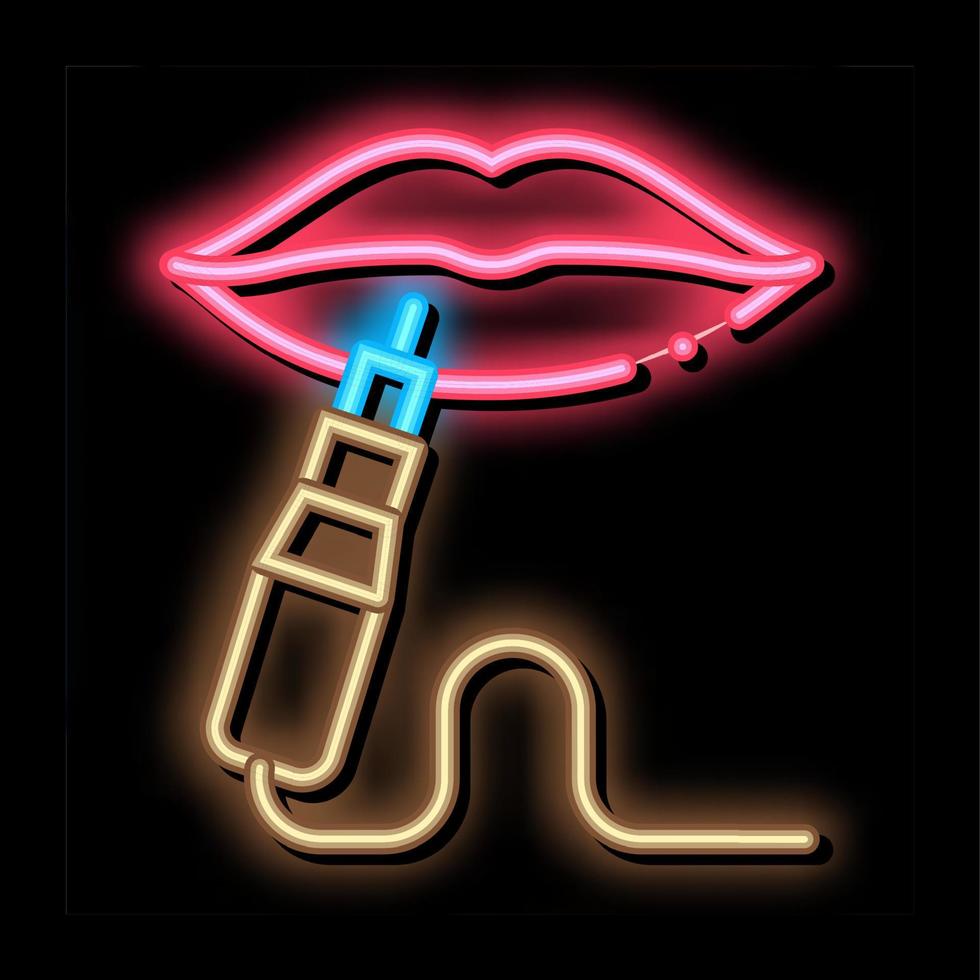 labbra tatuaggio neon splendore icona illustrazione vettore