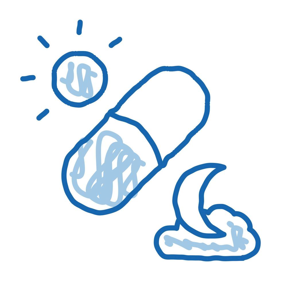 fotosintesi e capsule integratori scarabocchio icona mano disegnato illustrazione vettore