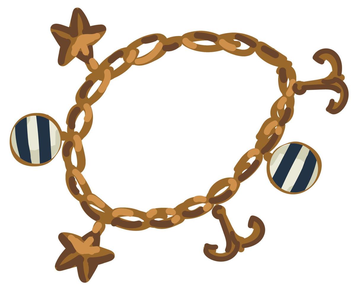 catena braccialetto di oro con nautico elementi vettore