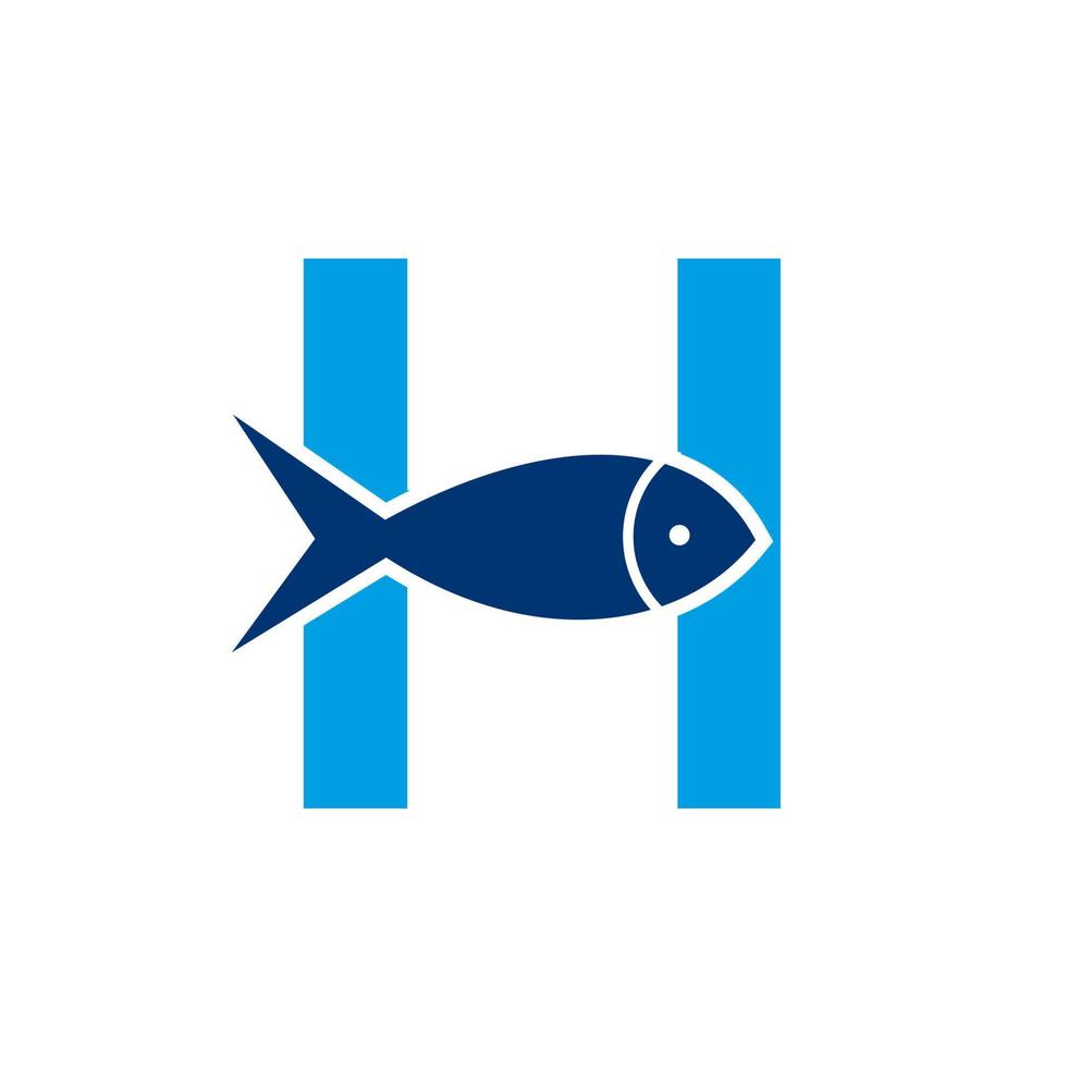 lettera h pesce logo, oceano logo vettore modello