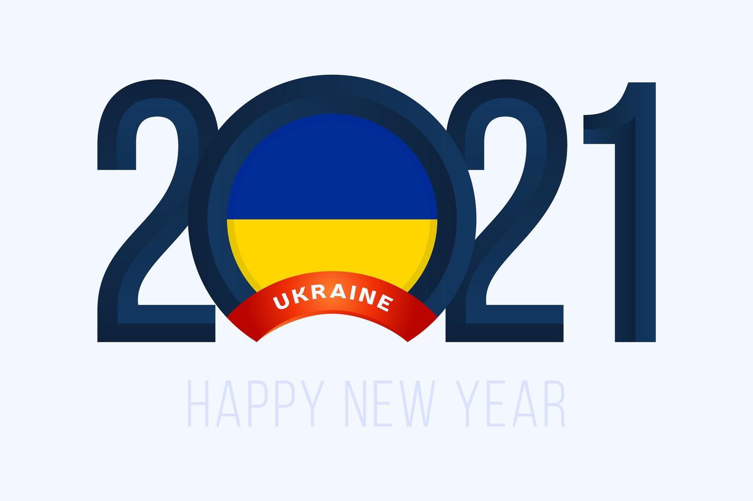 tipografia del nuovo anno 2021 con bandiera ucraina vettore