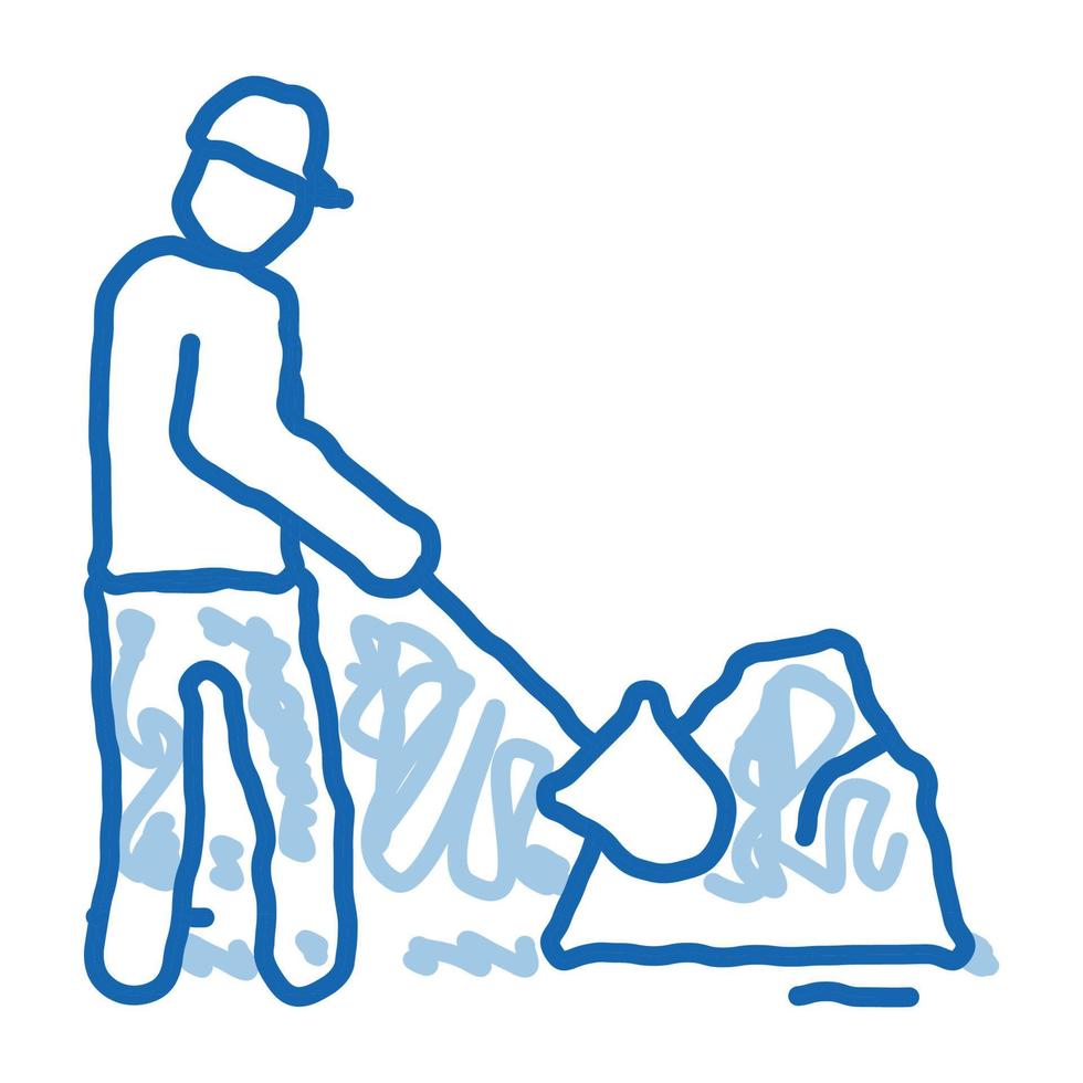 lavoratore scavando scarabocchio icona mano disegnato illustrazione vettore