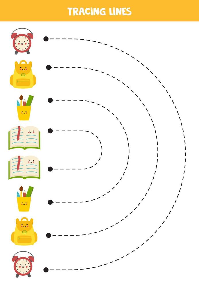 tracciato Linee per bambini. carino scuola forniture per bambini. vettore