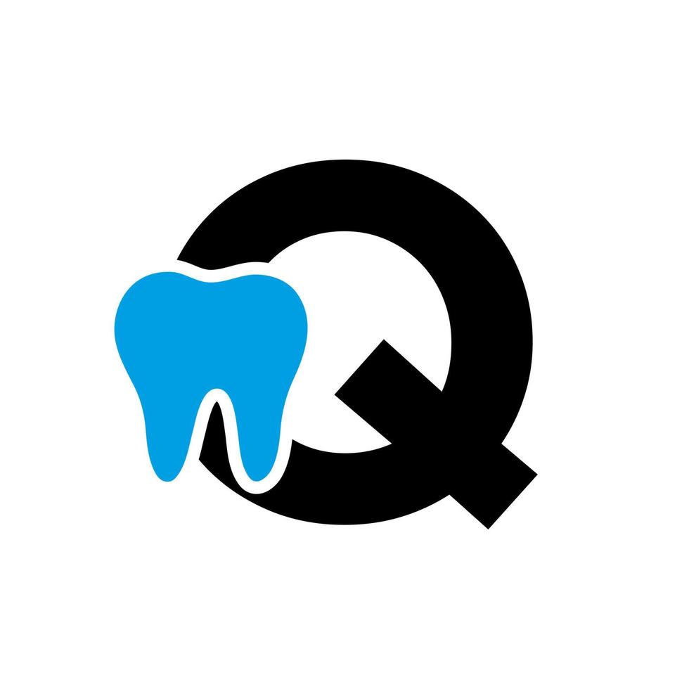 lettera q dentale logo concetto con denti simbolo vettore modello