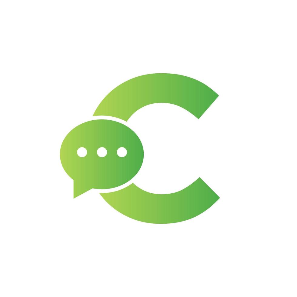 lettera c Chiacchierare comunicare logo design concetto con bolla Chiacchierare simbolo vettore