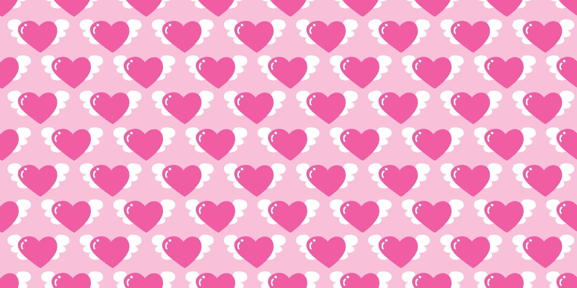 bellissimo modello rosa. cuore con un' Ali cartone animato illustrazione. cuore volare con angelo Ali nel scarabocchio stile. carino cuore per decorazione il nozze carta per San Valentino giorno, amore concetto. vettore