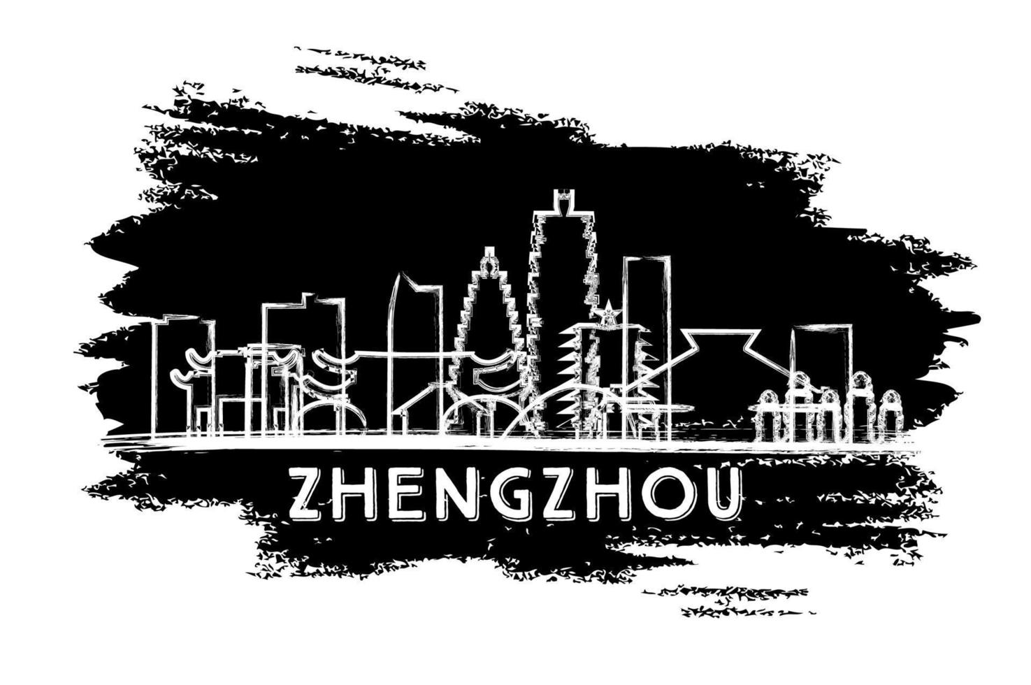 zhengzhou Cina città orizzonte silhouette. mano disegnato schizzo. vettore