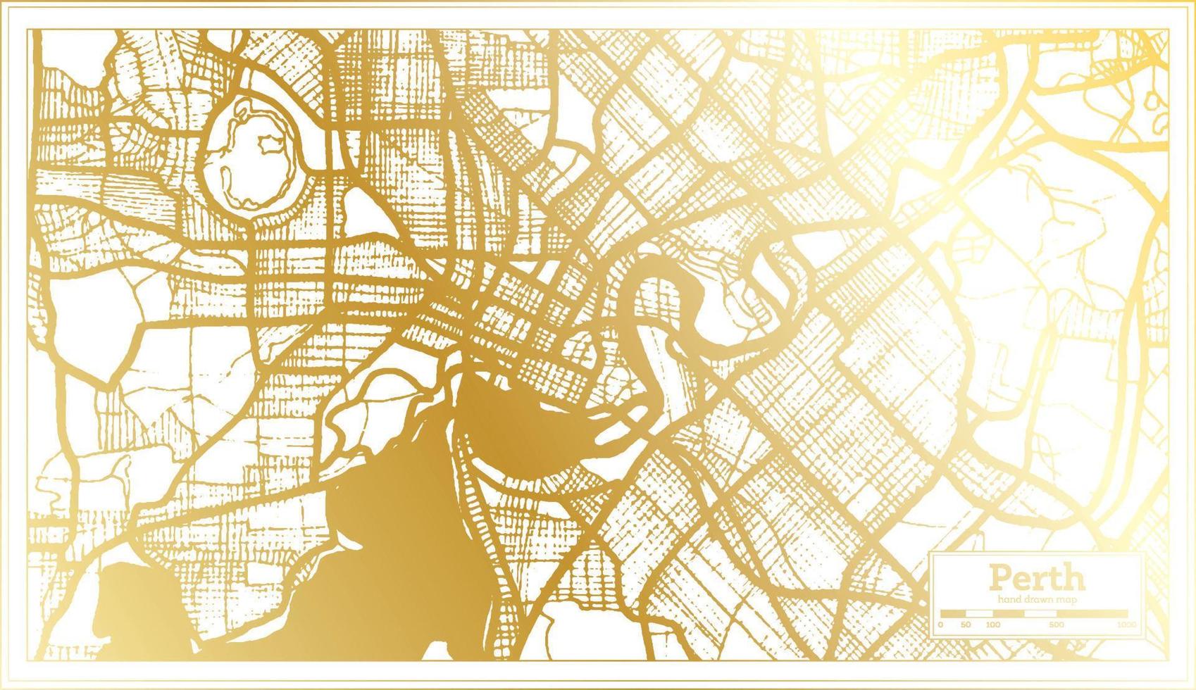 Perth Australia città carta geografica nel retrò stile nel d'oro colore. schema carta geografica. vettore