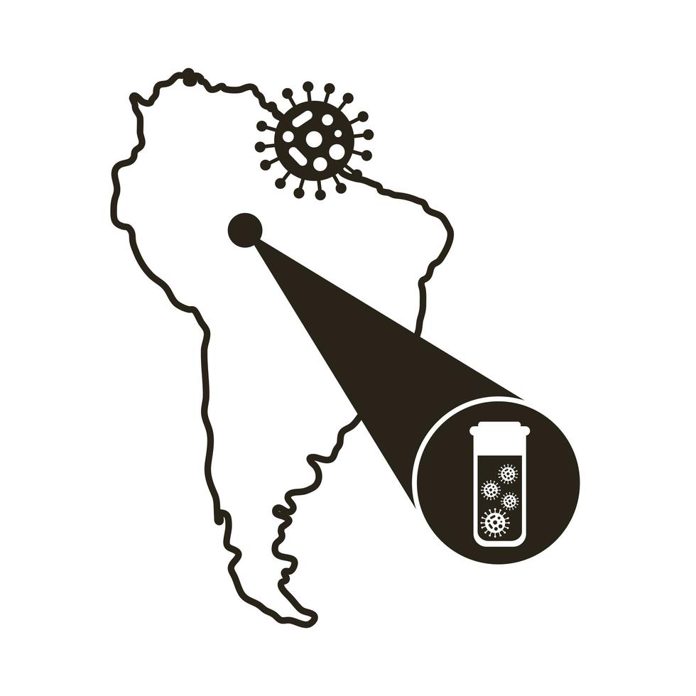 mappa sudamericana con icona infografica coronavirus vettore