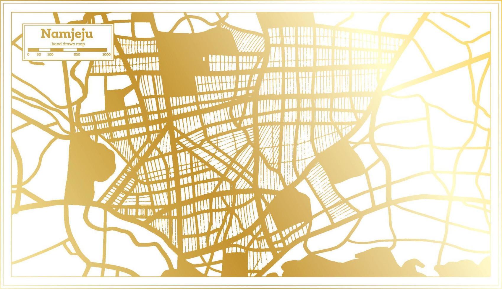 namjeju Sud Corea città carta geografica nel retrò stile nel d'oro colore. schema carta geografica. vettore