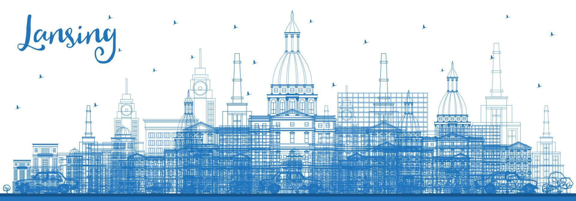 schema lansing Michigan città orizzonte con blu edifici. vettore