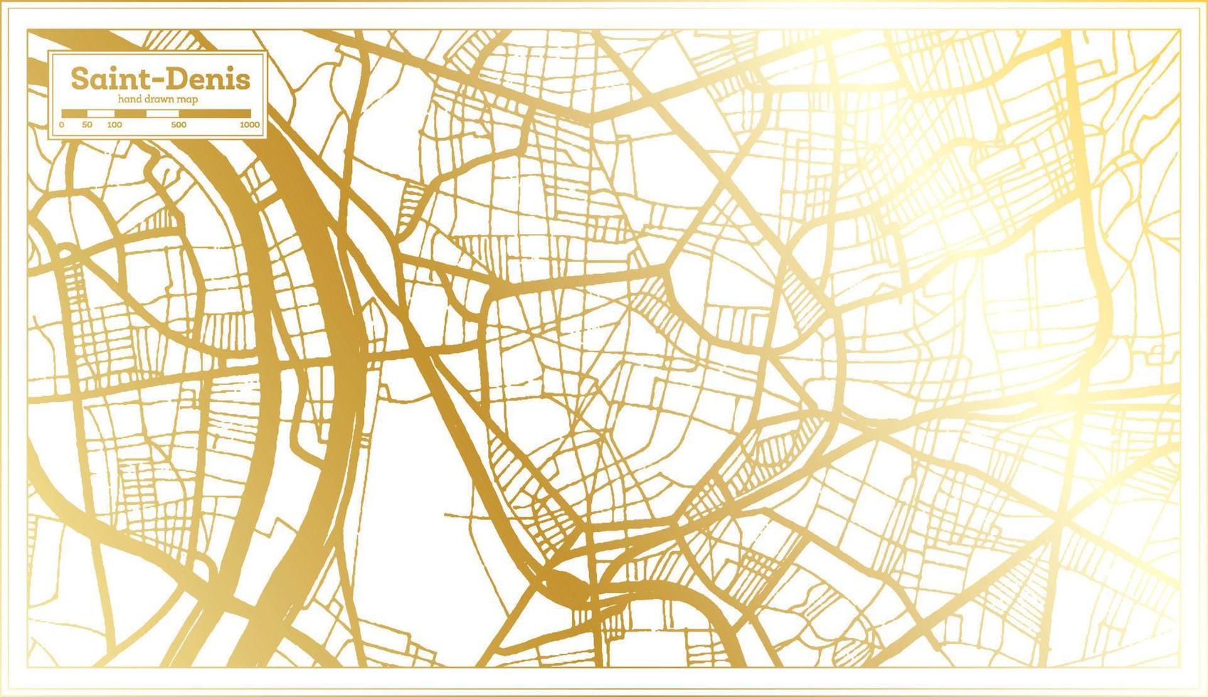 santo Denis Francia città carta geografica nel retrò stile nel d'oro colore. schema carta geografica. vettore