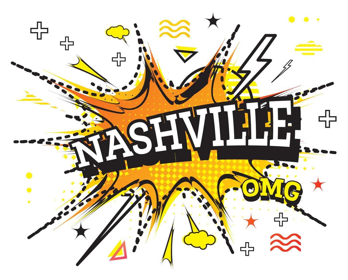 Nashville comico testo nel pop arte stile isolato su bianca sfondo. vettore