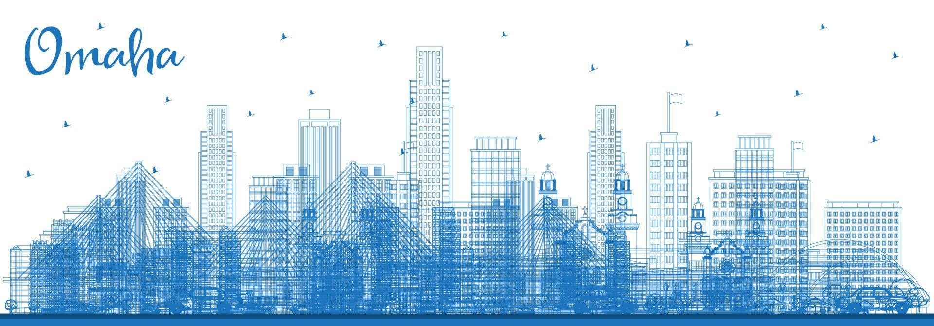 schema omaha Nebraska città orizzonte con blu edifici. vettore