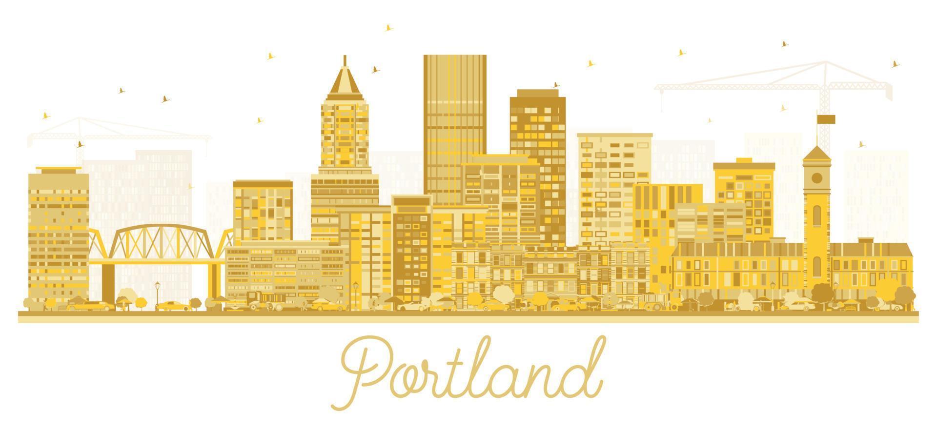 portland Oregon città orizzonte con d'oro edifici isolato su bianca. vettore