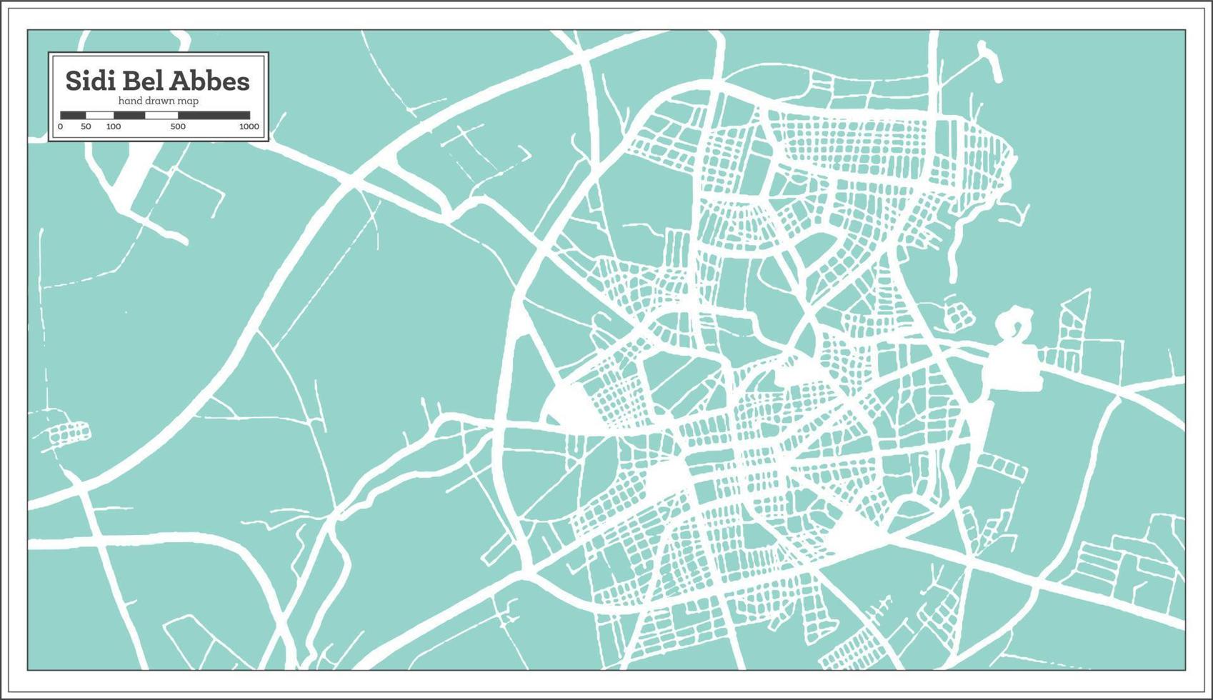 sidi bel abati algeria città carta geografica nel retrò stile. schema carta geografica. vettore