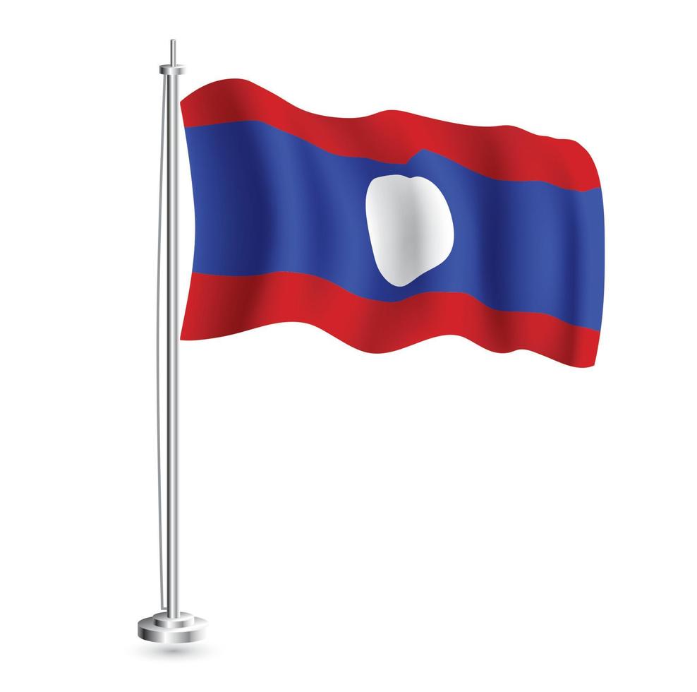 laotiano bandiera. isolato realistico onda bandiera di Laos nazione su pennone. vettore