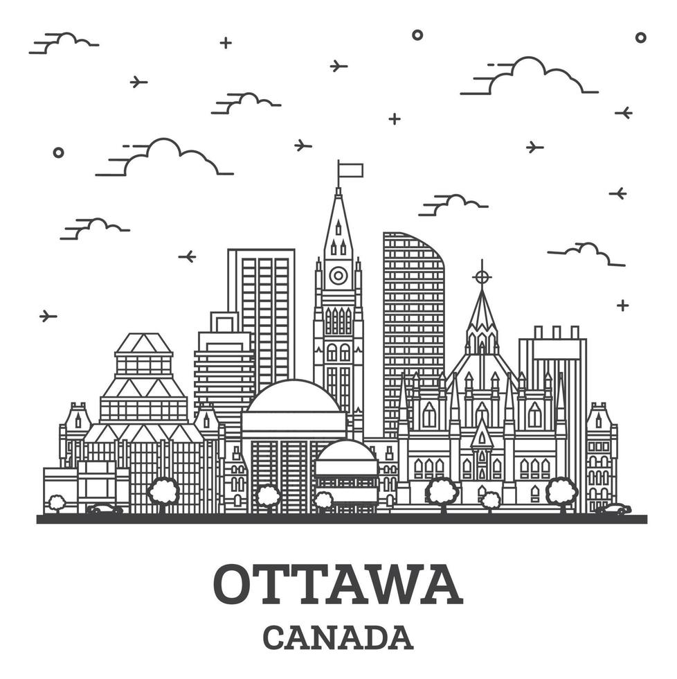 schema Ottawa Canada città orizzonte con moderno edifici isolato su bianca. vettore