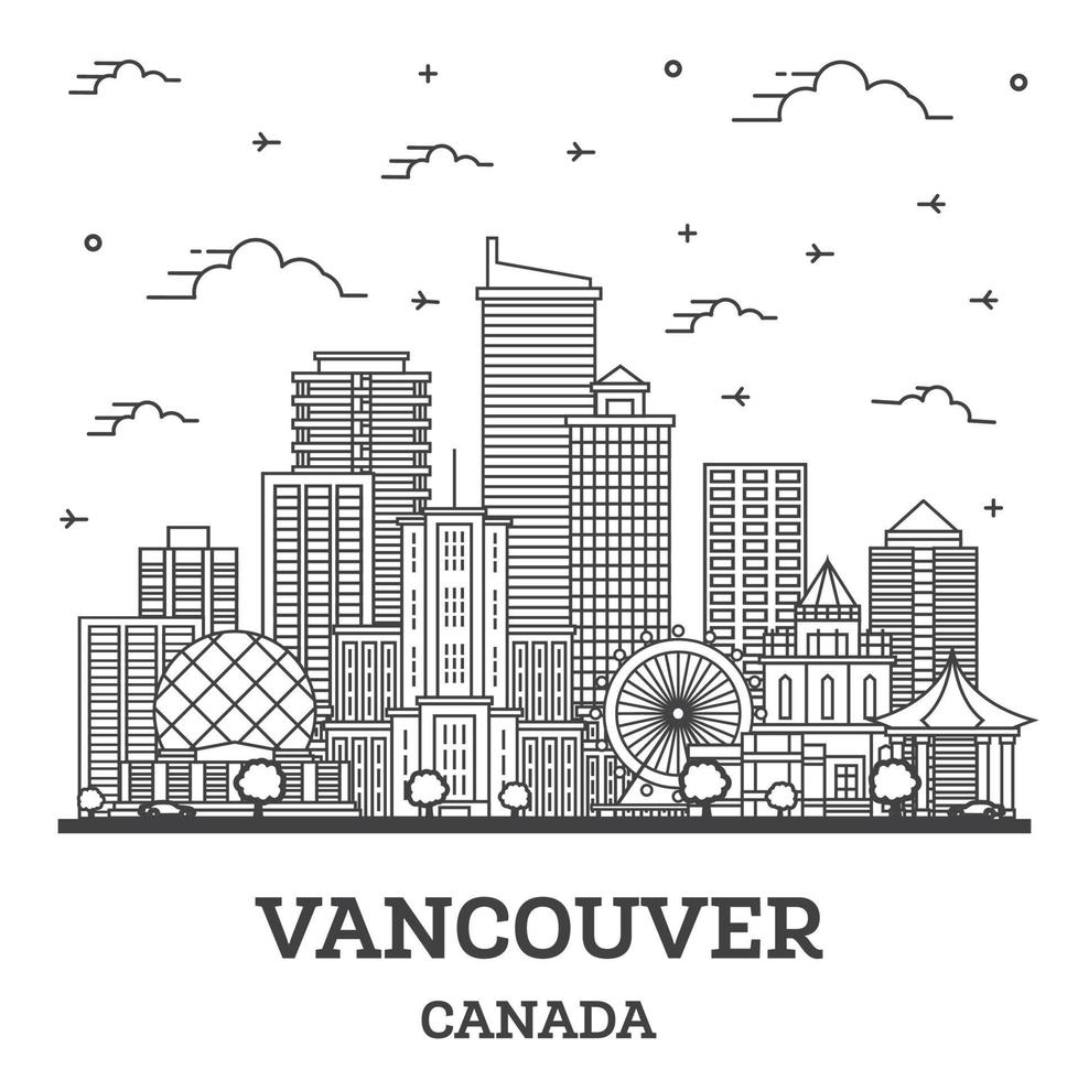 schema vancouver Canada città orizzonte con moderno edifici isolato su bianca. vettore