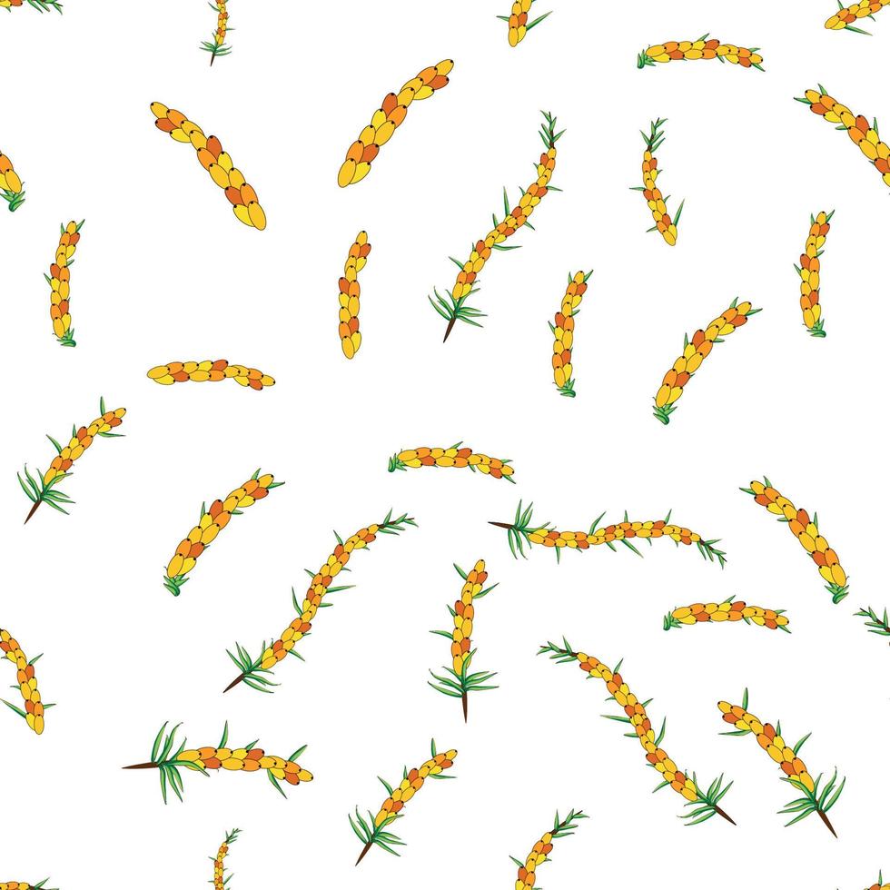 mare spinoso senza soluzione di continuità modello. ramoscelli con frutti di bosco e le foglie. modello con arancia fresco frutti di bosco per sfondo vettore