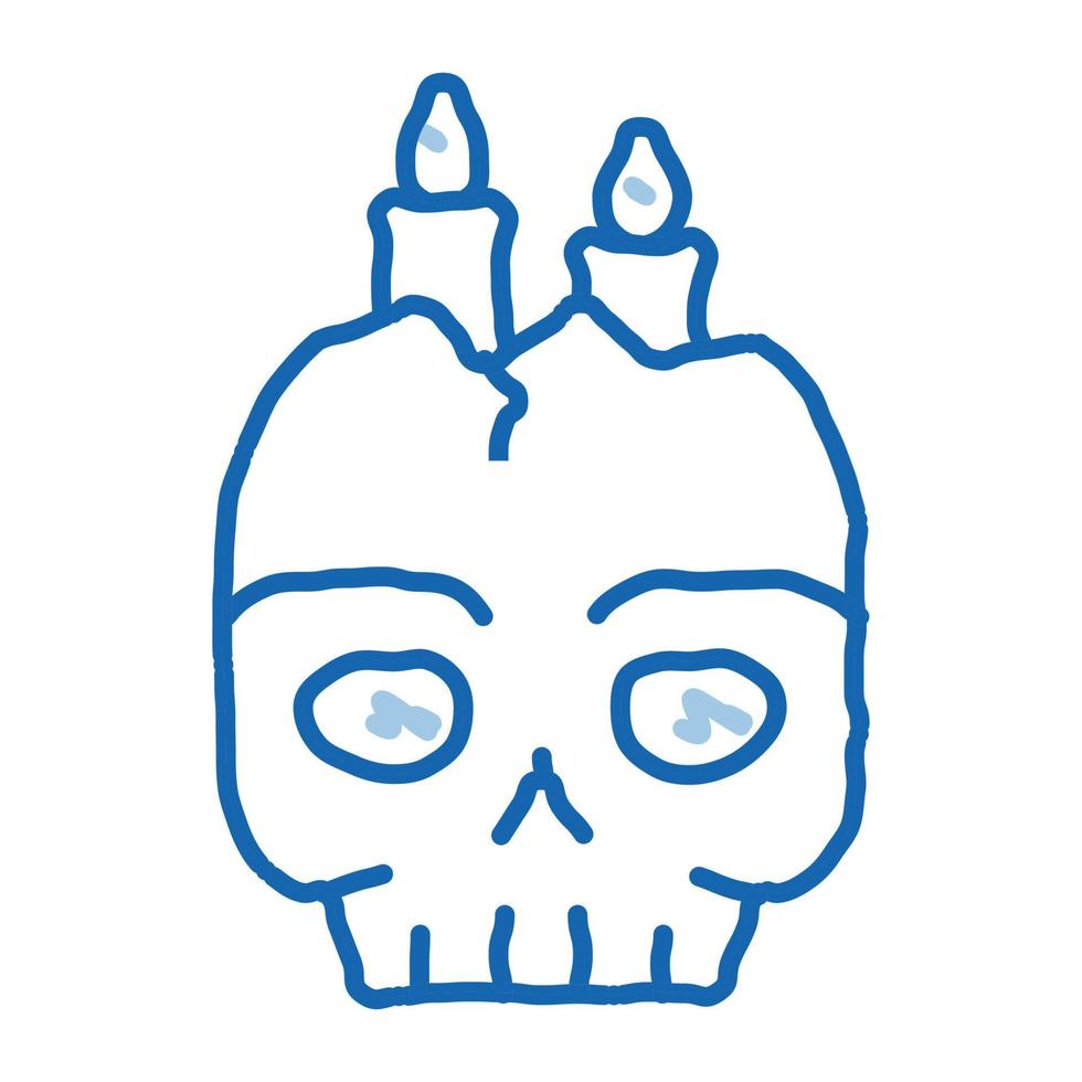 Halloween cranio candela scarabocchio icona mano disegnato illustrazione vettore
