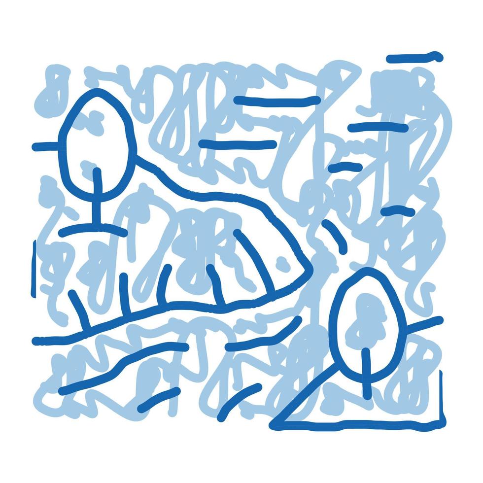 fiume tra montagne scarabocchio icona mano disegnato illustrazione vettore