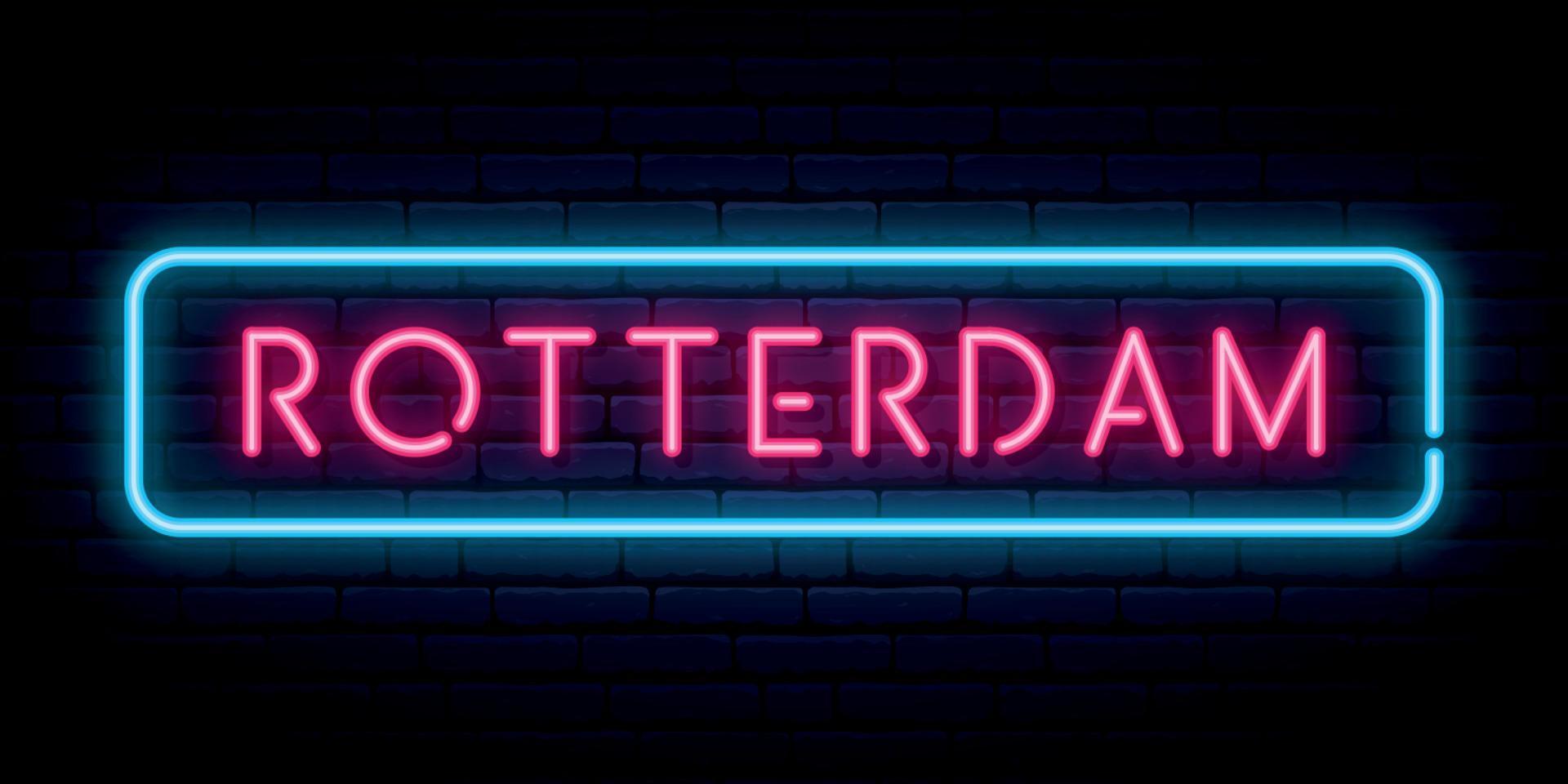 rotterdam neon cartello. luminosa leggero cartello. vettore