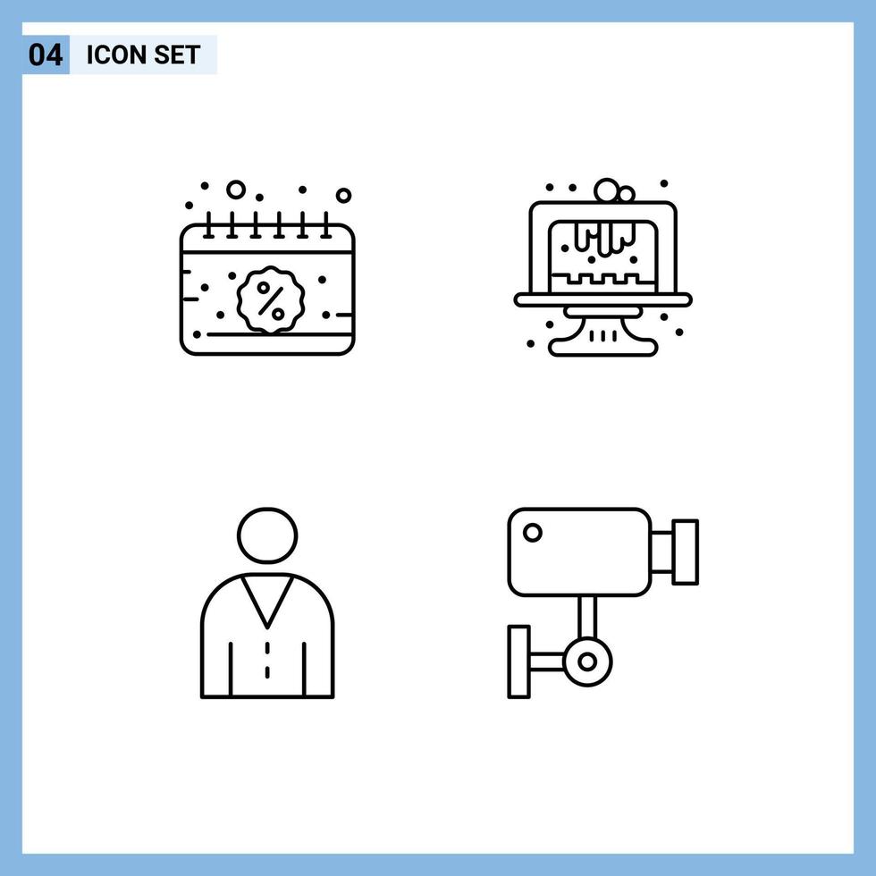 azione vettore icona imballare di 4 linea segni e simboli per calendario umano vendita torta persone modificabile vettore design elementi