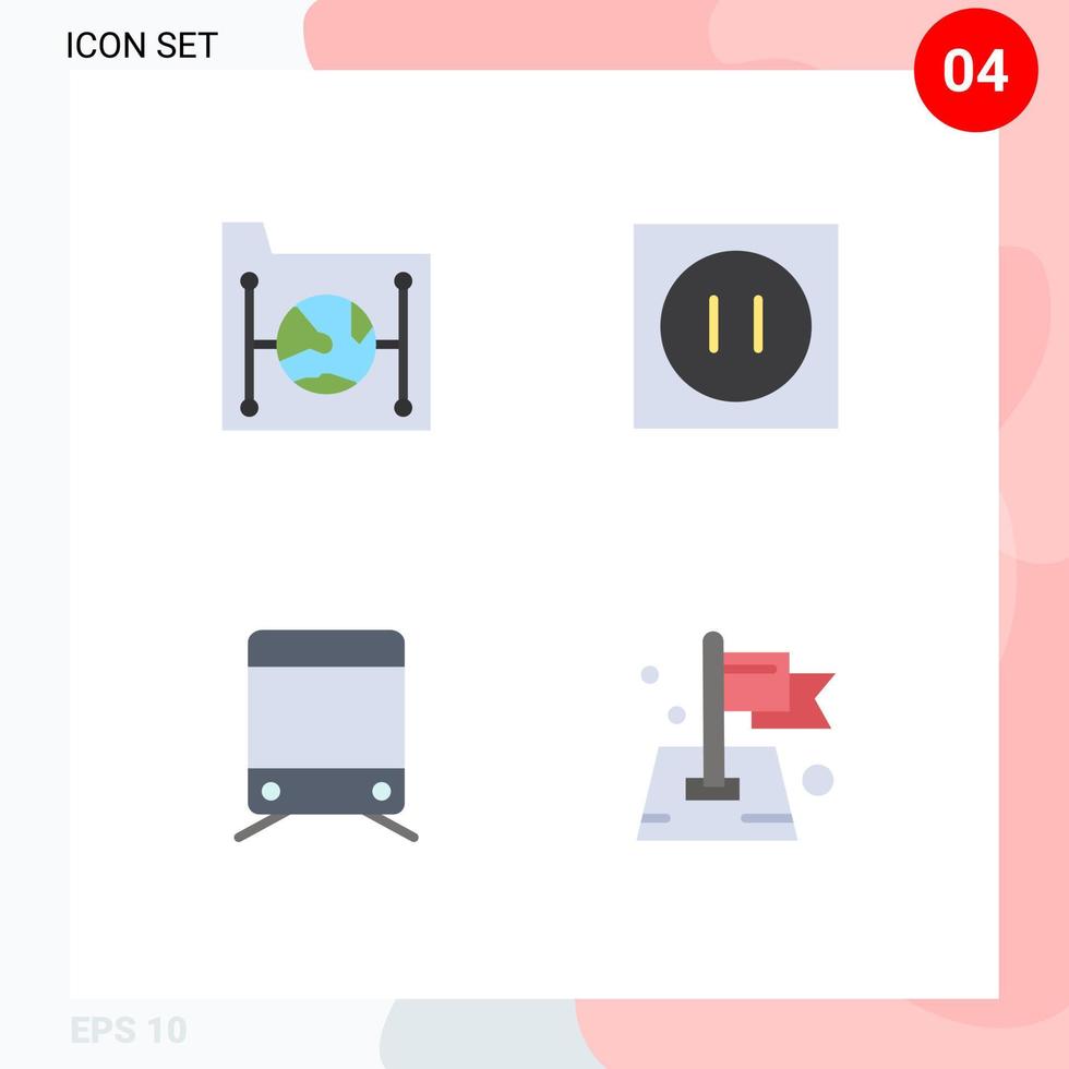 mobile interfaccia piatto icona impostato di 4 pittogrammi di nube cartello file elettronico trasporto modificabile vettore design elementi