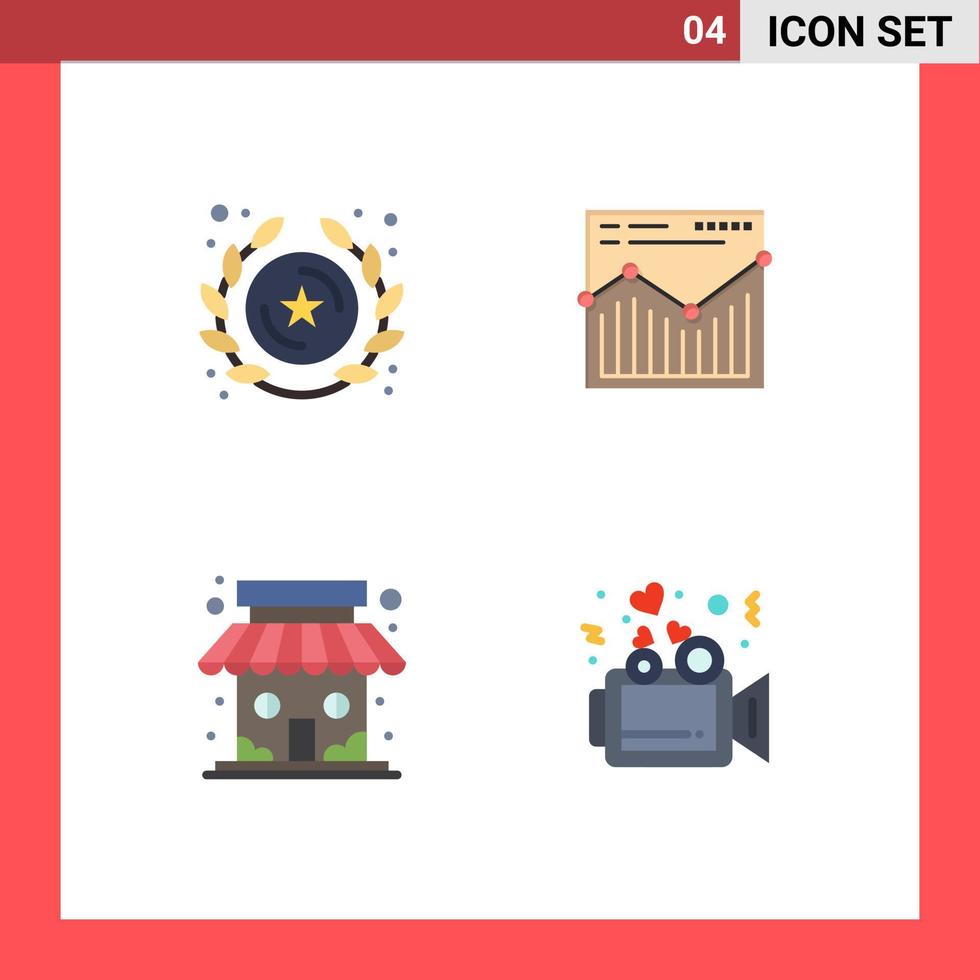 moderno impostato di 4 piatto icone e simboli come come distintivo mercato memorizzare stella sito web memorizzare modificabile vettore design elementi