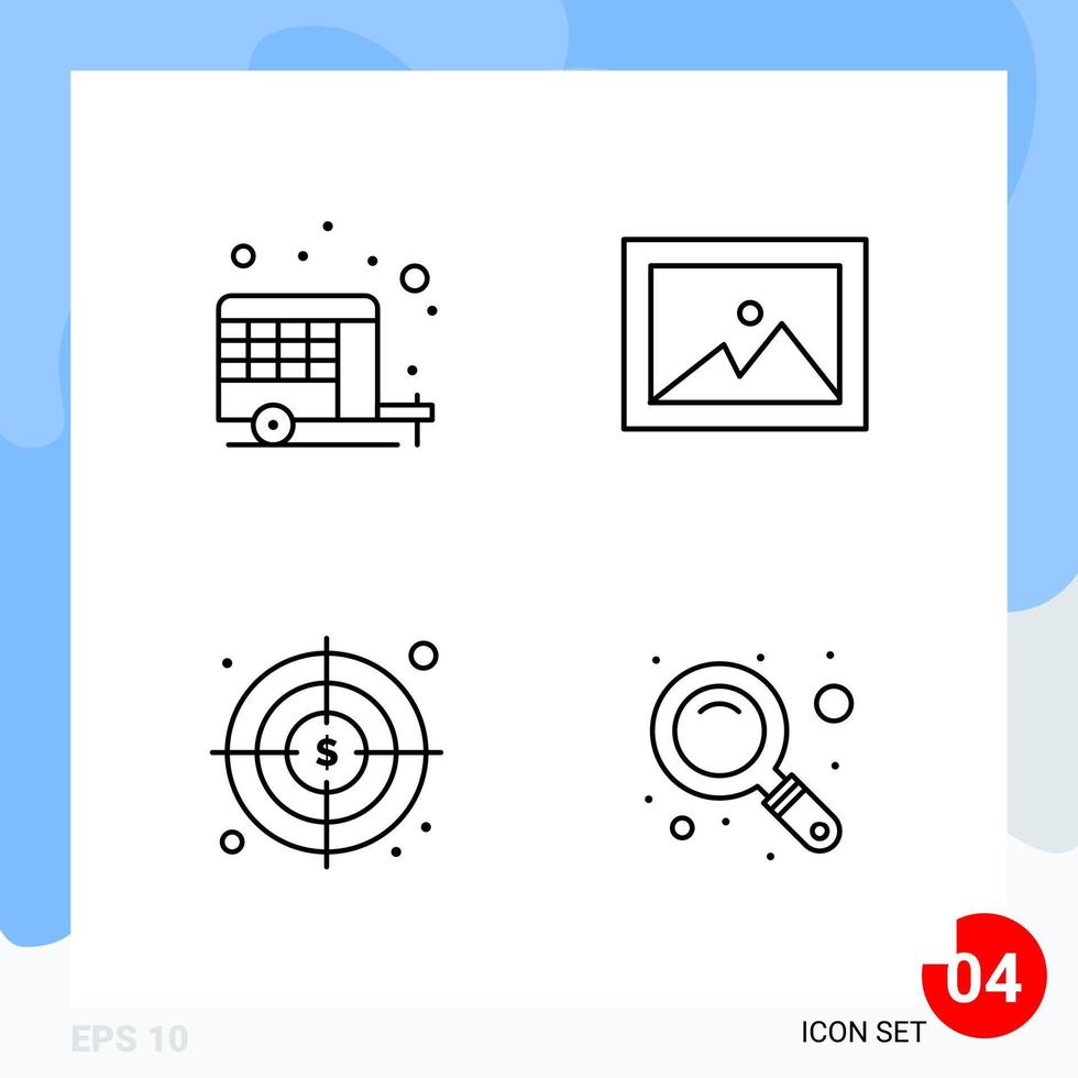 moderno imballare di 4 icone linea schema simboli isolato su bianca backgound per sito web progettazione creativo nero icona vettore sfondo