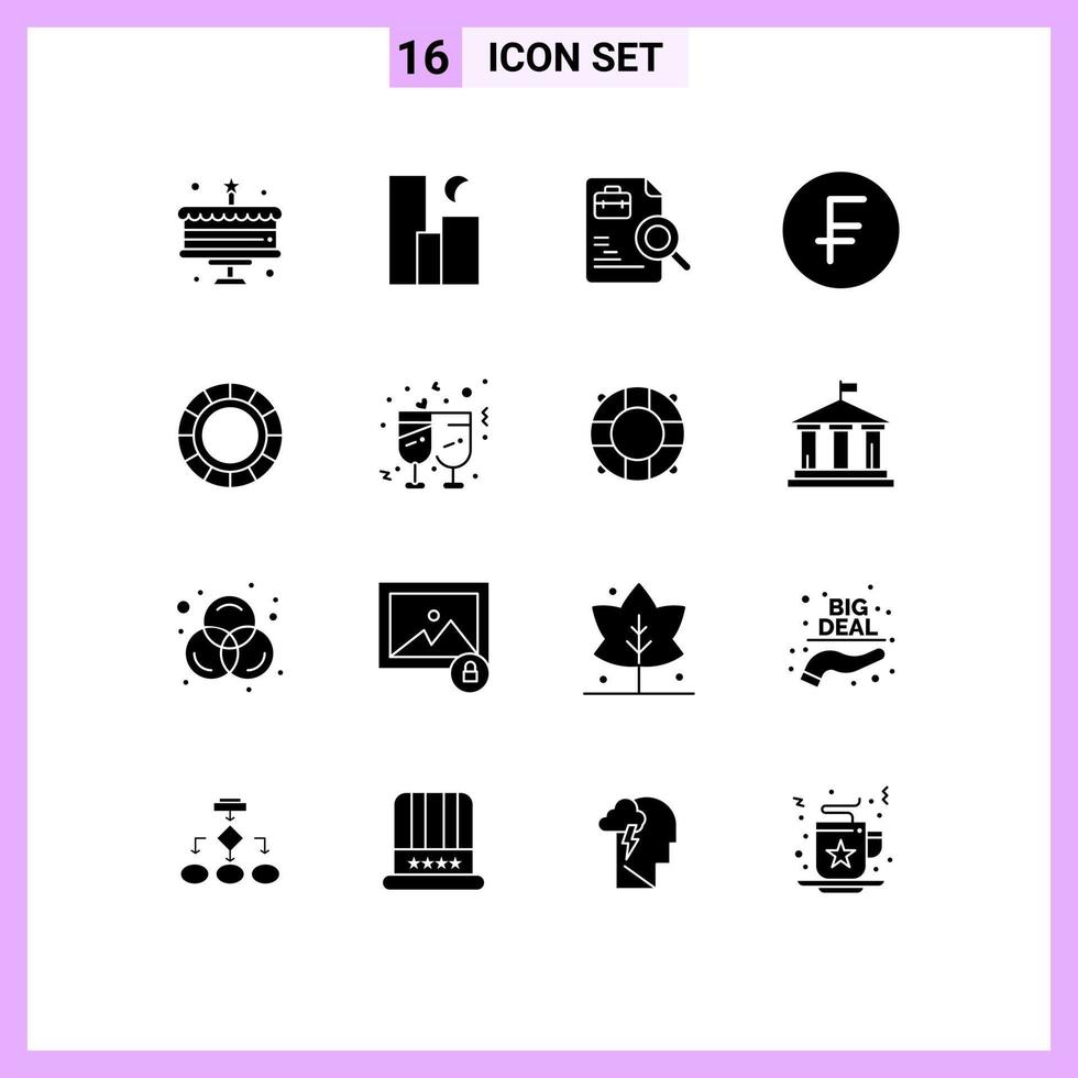 impostato di 16 moderno ui icone simboli segni per creativo dollaro lavoratore moneta svizzero Francia modificabile vettore design elementi