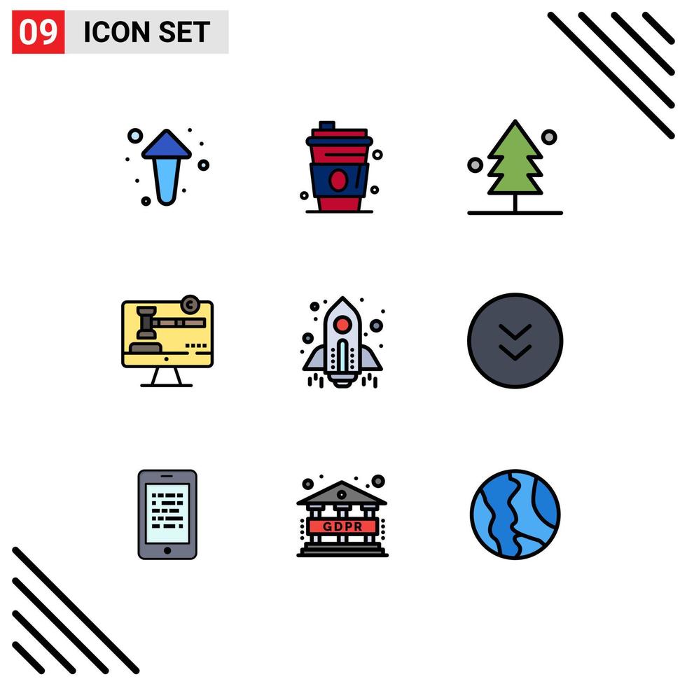 impostato di 9 moderno ui icone simboli segni per navicella spaziale legge foresta digitale copia giusto modificabile vettore design elementi