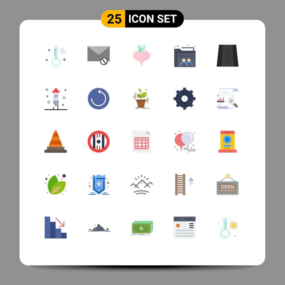25 piatto colore concetto per siti web mobile e applicazioni strada cartella spam file ragnatela modificabile vettore design elementi
