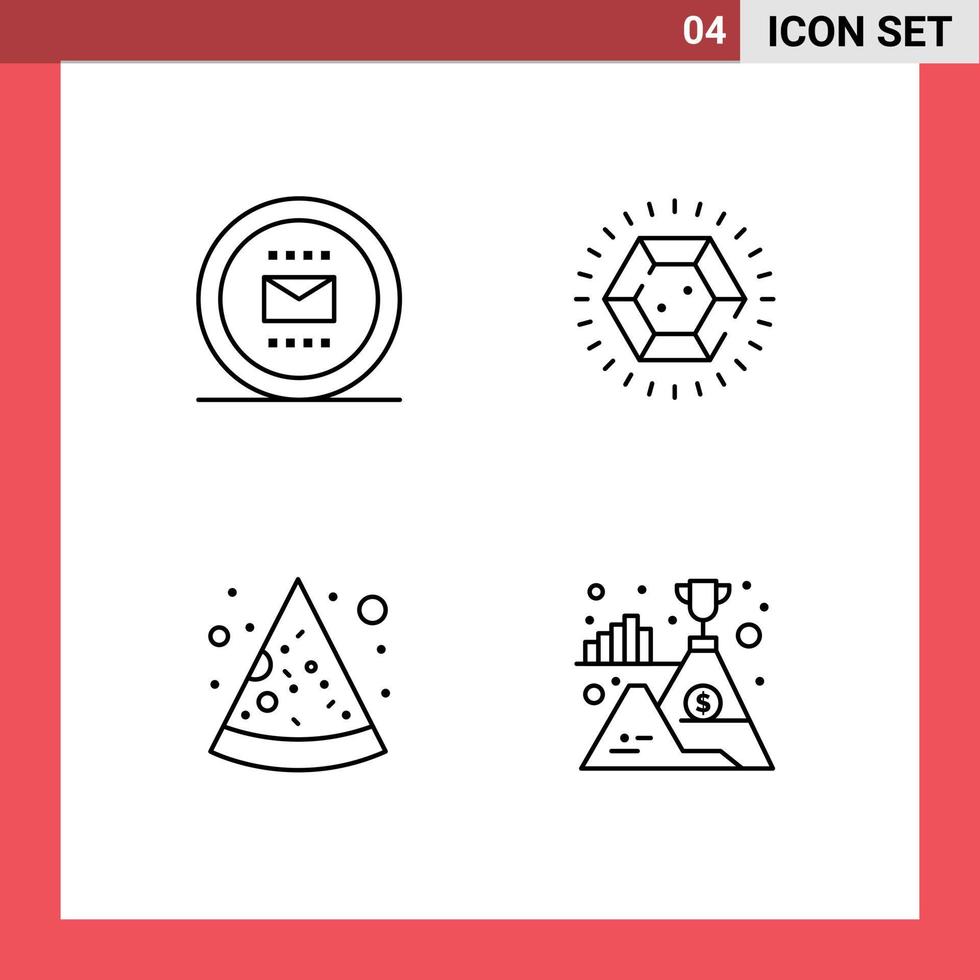 4 linea concetto per siti web mobile e applicazioni Busta veloce cibo segretario gioielleria Pizza modificabile vettore design elementi