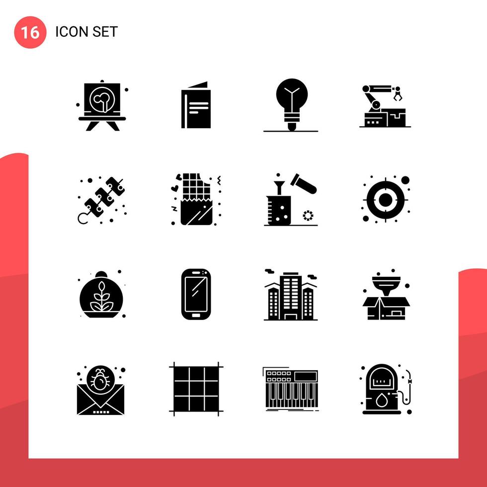 imballare di 16 universale glifo icone per Stampa media su bianca sfondo creativo nero icona vettore sfondo