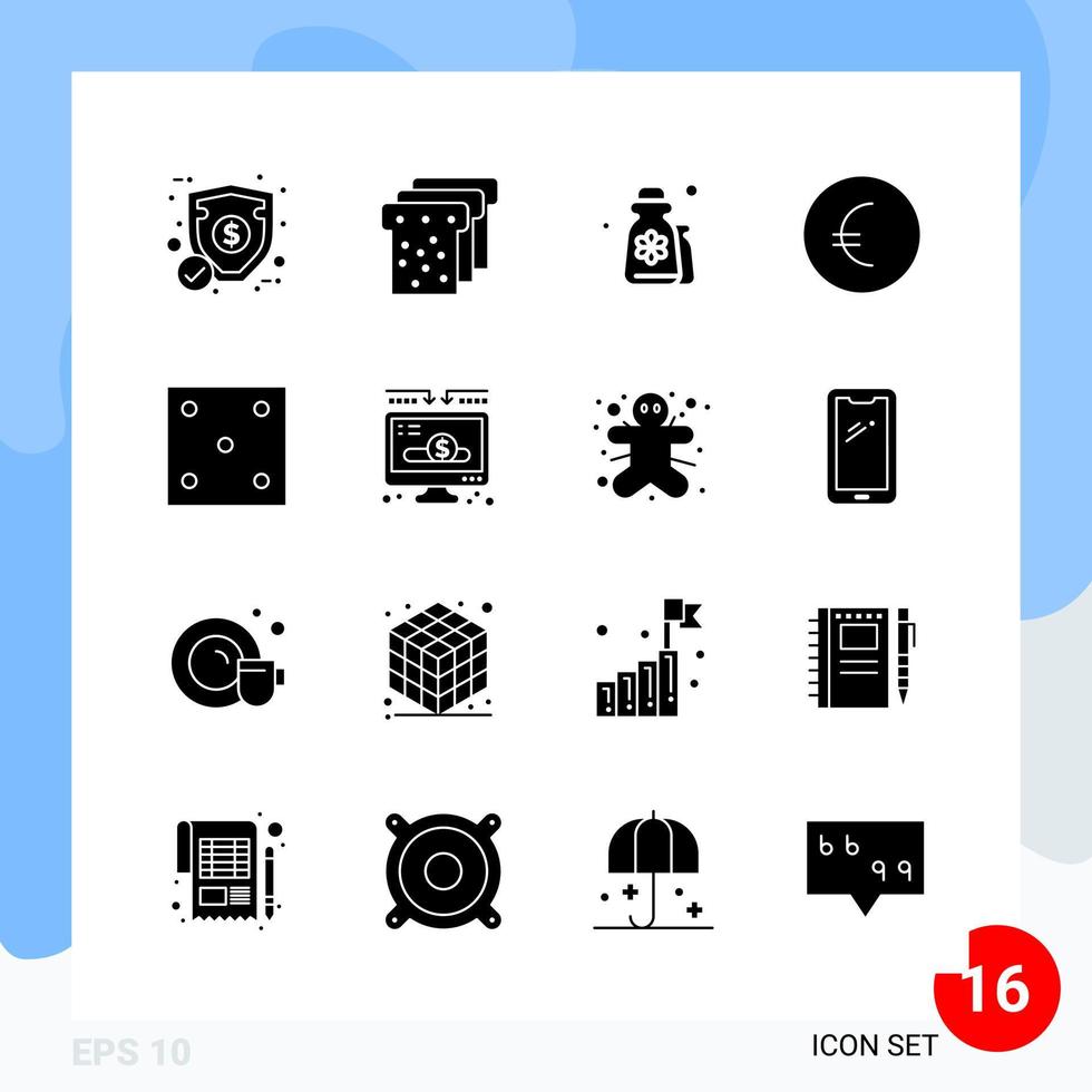 moderno imballare di 16 icone solido glifo simboli isolato su bianca backgound per sito web progettazione creativo nero icona vettore sfondo