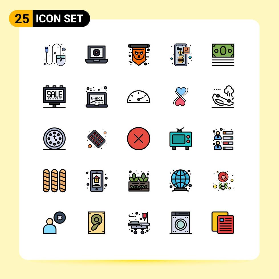 25 creativo icone moderno segni e simboli di i soldi shopping Halloween pagamento bancario modificabile vettore design elementi